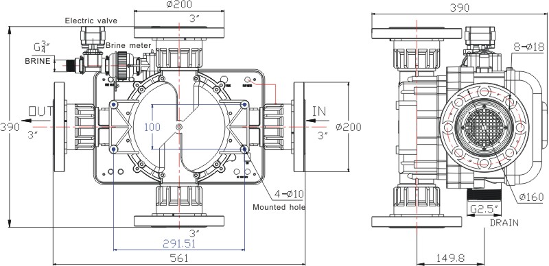 DR50 control valve dimensions